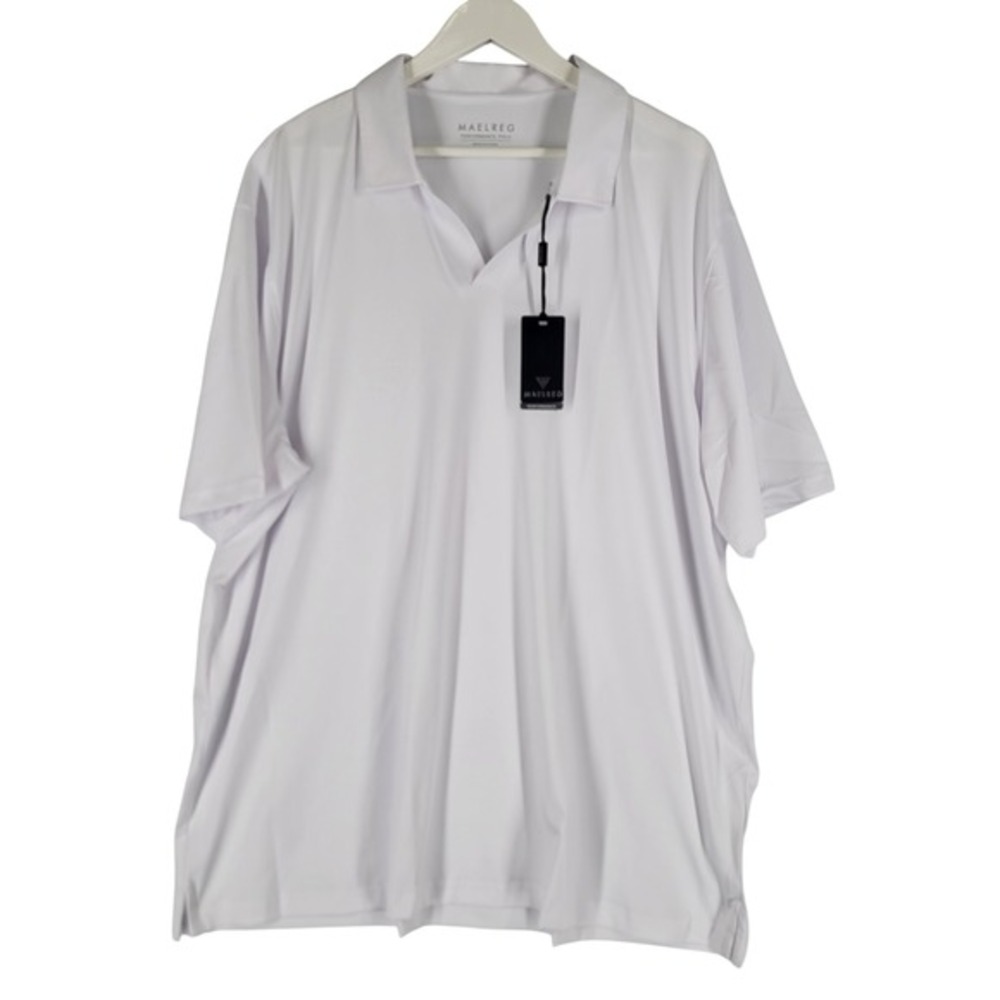 Maelreg Mens 3XL White Performance Polo Shirt‎ Wicking Sun Smart 4 Way Stretch